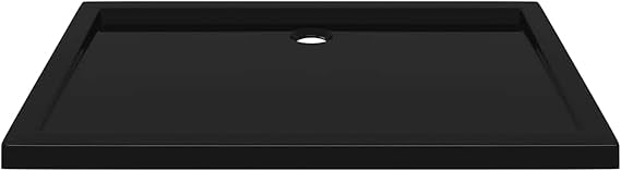 Gecheer Rectangular Black ABS Shower Base Tray 80 x 110 cm, Low-Threshold Fiberglass-Reinforced Shower Pan with Scratch-Resistant Gloss Finish