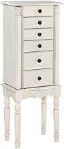 Pemberly Row Transitional Wood Jewelry Armoire in Off White