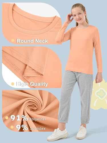 Meninas Camisa de Manga Longa Atlético Ativo Dry Fit Gola Redonda Camiseta Soft Activewear Camisas p