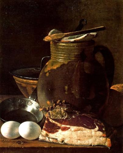 Pintura por números para adultos de jamón y huevos: pinta sin saber dibujar