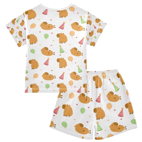 senya Birthday Cat Cute Capybara Summer Pajamas Set Short Cotton Sleepwear 2 Piece2