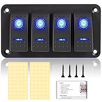 Car 2 Gang Rocker Switch Panel Blue LED 12V 24V Waterproof Aluminum Alloy 7044352294901