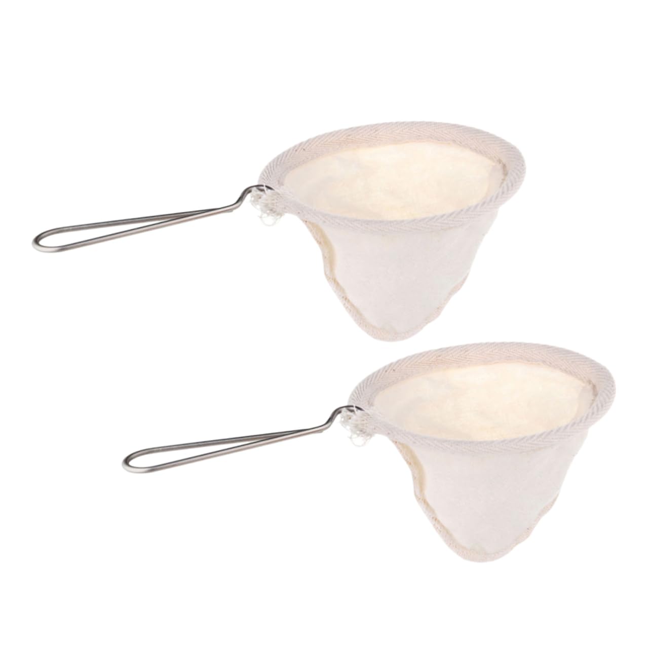 DECHOUS 2pcs Reusable Cloth Strainer Stainless Steel Handle Coffee Filter for Home Brewing and Coffee Shops Fine Mesh for Clarity and Flavor Extraction