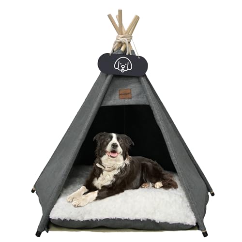 Mooipet Tente tipi pour chiens avec coussin double face - Maison luxueuse avec tableau noir amovible...