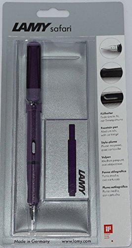 Lamy Safari Fountain Pen - Dark Lilac - Blistered with Lamy Pouch & Lamy T10 Dark Lilac Ink Cartridges