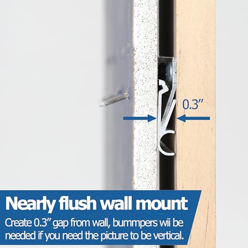 Image of 25 Inch Low Wall Damage French Cleat Picture Hanger with Pin Sized Nail Holes,No Stud Mounting Bracket Hangers Picture Hanger Frame Hanging System Kit for Rental Apartment for Art, Mirror - 2 Pairs