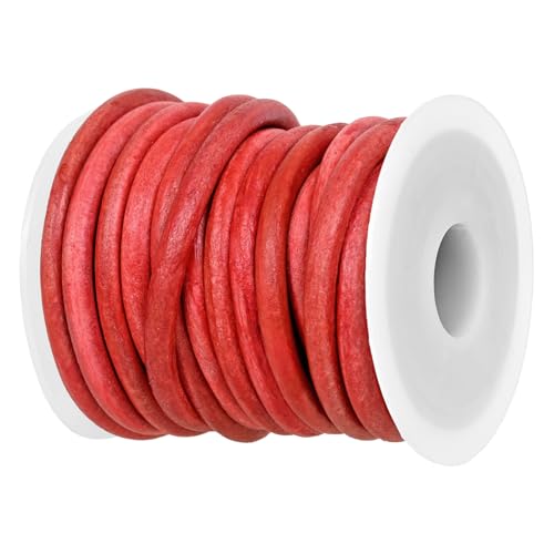 GENIQUE Real/Genuine Round Leather String Cord for Necklace, Bracelets, Jewellery, Braiding (Cyclaman Distressed, 5mm)