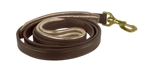 Perri's lederen metalen gepolsterde lederen hondenleider, 6 voet, Havana/Platinum van Perris Leather