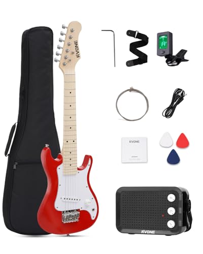 RVONE - Kit de guitarra eléctrica para niños de 30 pulgadas, mini guitarra eléctrica estilo ST para...