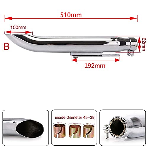 PACEWALKER Chrome 1 Pair Motorcycles Slash Cut Exhaust Muffler Pipe for 1-3/8\", 1-1/2\", 1-5/8\" and 1-3/4\" Chopper Cafe Racer Loud For Suzuki 650(silver) - Thumbnail 3