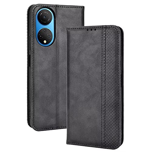EASSGU Funda para Honor X7 (6.74' Inches) Carcasa con Interruptor Magnético de Cuero PU Flip Folio, [3 Ranuras para Tarjetas] [1 Wallet] Case - Negro