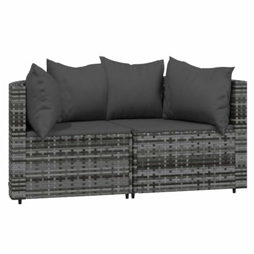 Canapé d'angle de jardin résistant gris en rotin synthétique