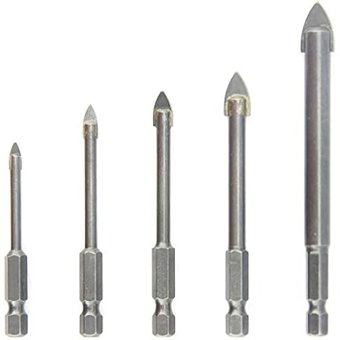 NORTOOLS Glass Drill Bits Set 5 PCS High Carbon Steel Drills with Carbide Tip & 1/4 inch Quick Change Hex Shank for Glass Mirrors Ceramic Tile 4 5 6 8 10 mm Cover