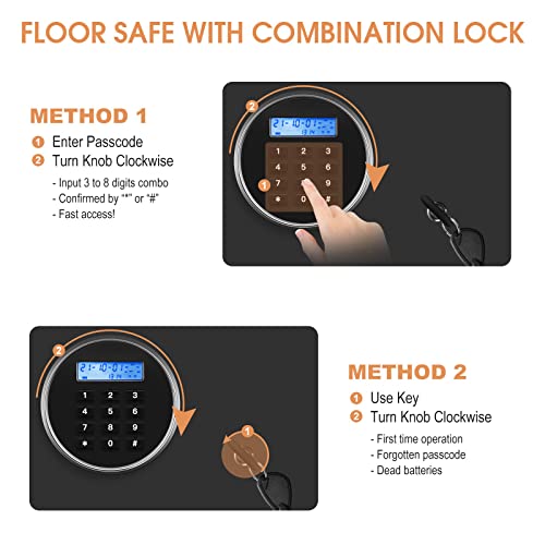 Floor Safes For Home Fire And Waterproof, In Ground Safe With Combination Lock, Fireproof In Floor Safe For Firearm Medicine Money Documents Valuables (350Lcd) #TOP6