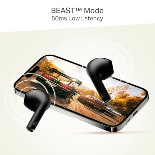 Image of Boat Airdopes Joy v2 w /Up to 35H Battery, Pocketable Design, ASAP Charge, 13mm Drivers, Easy Touch Controls, ENx Tech, Beast Mode, IWP & App Support TWS Bluetooth Earbuds with mic (Eclipse Black)