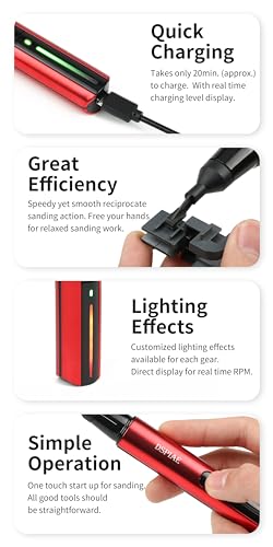 Electric Reciprocating Sander – Precision Multi-Speed Sanding Tool with Fine Sandpaper for Crafts, Miniatures, Jewelry, Woodworking, Resin Kits, Model Automotive Detailing, DIY & Hobbyists - Image 6