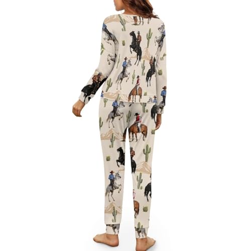 Image of Womens Lounge Set Long Sleeve Soft Pajama Sets Casual 2 Piece Pj Outfit Crewneck Sleepwear with Pockets Plus Size