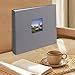 12x12 Inch Large 3 Ring DIY Scrapbook Photo Album Journal with 30 Plastic Sleeves 60 Pages and Fabric Cover for Baby Travel Wedding Anniversary kids Adventure (Dark Gray Cover/White Pages)