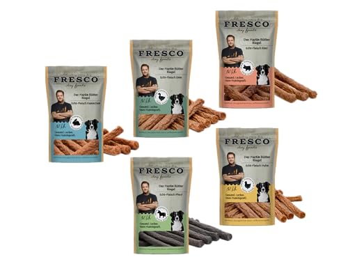 Fresco - Der Martin Rütter Riegel | Probierpaket aus 5 Sorten | Der Echt-Fleisch Monoproteinsnack | 5X 100g