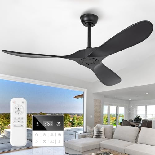 Benicefun 52 Inch Black Ceiling Fan No Light,Living Room Ceiling