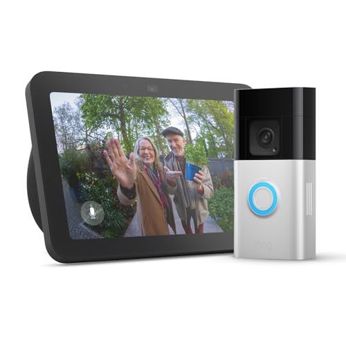 Echo Show 8 | Anthrazit + Ring Akku-Videotürklingel Plus