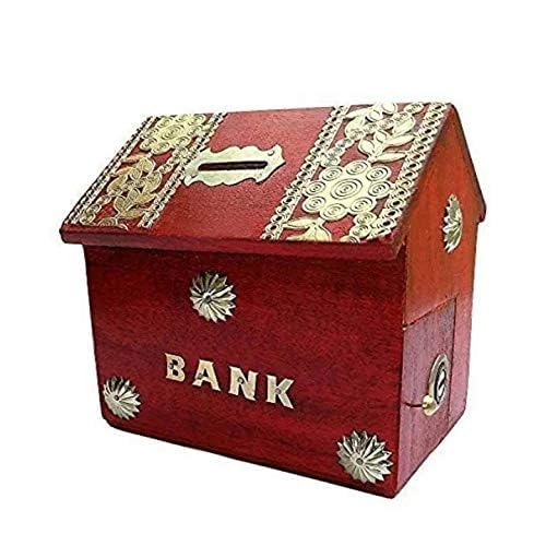 WOODISA KRAFTS Wooden handicrafted Wooden Money Bank with Hut Shaped- RED (B0CRWY3F5K) Amazon Price History, Amazon Price Tracker