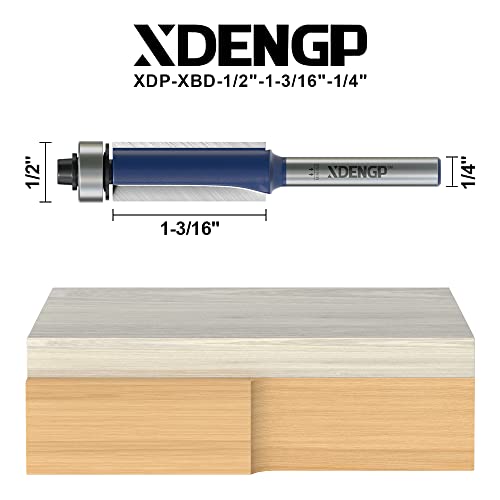 Image of Flush Trim Router Bits 1 /4 Inch Shank, 3 /8 Inch Cutting Diameter, 1-3 /16 Inch Cutting Height, Bottom Bearing Flush Straight Cut Trim Router Bit for Woodworking
