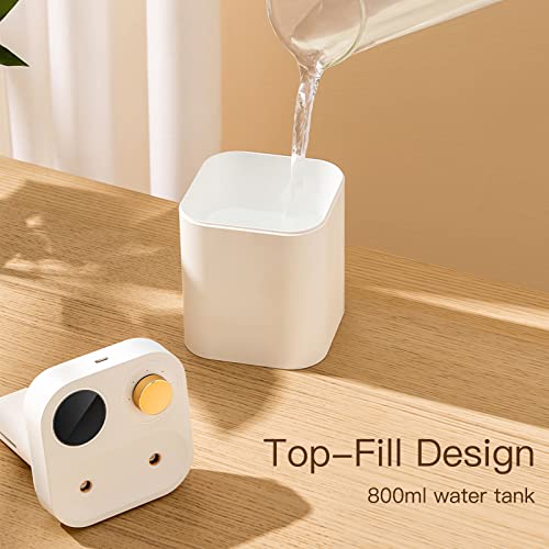 Portable 800Ml Humidifier, Small Top Fill Cool Mist Humidifier, Dual Nozzle Cordless Desktop Humidifier For Baby Bedroom Office, 5 Spray Modes, Whisper-Quiet Operation, Auto Shut-Off (White) #TOP3