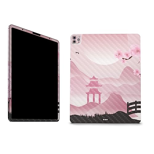 Image of MightySkins Carbon Fiber Skin Compatible with Apple iPad Pro 12.9 inch M2 6th Gen (2022) Full Wrap Kit - Cherry Blossom Dream | Protective, Durable Textured Carbon Fiber Finish | Made in The USA
