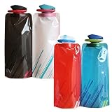Faltbare Wasserflasche, PIVHWIR 4 Stück, faltbare wiederverwendbare Sport-Wasserflaschen für Fitnessstudio, Camping, Wandern, Reisen, 700 ml