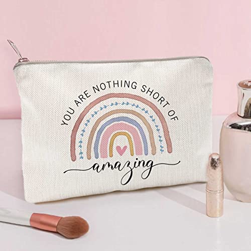 You Are Nothing Short Of Amazing Makeup Case Rainbow Makeup Bag Gift Best Friend Gift Sister Birthday Gift Funny Quote For Besite #TOP1