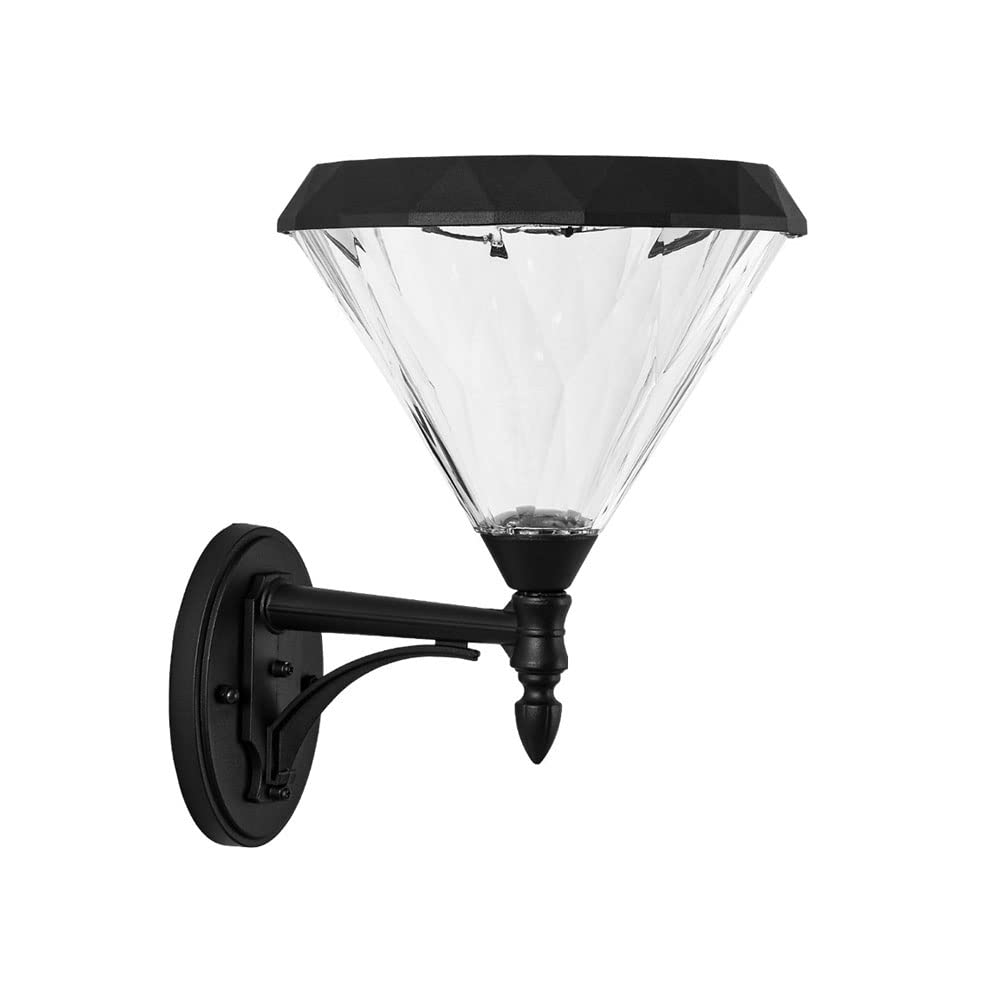 Applique solaire étanche en aluminium noir avec éclairage automatique moderne