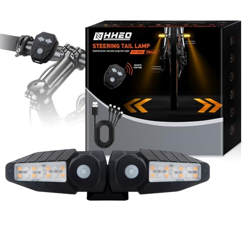 NHHEO Luce Posteriore Bici con Indicatore di Direzione Ultra Luminoso, 5 modalità-Allarme Acustico Wireless Fanale Posteriore Bicicletta 30 LED IPX4 Impermeabile Ricaricabile USB Luci Bici(2PCS)