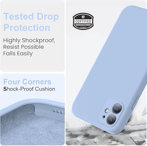 Image of DIZORO Square Candy Liquid Silicone iPhone Case Cover for iPhone 12, All Cube Series with Microfiber Lining Compatible iPhone 12 (6.1 inch Carolina)
