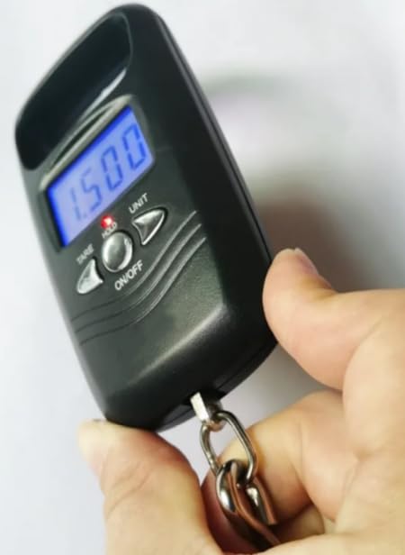 WH-A17 - Báscula digital de bolsillo para equipaje de 50 kg/10 g, báscula para colgar pesas, portátil, LCD, pesaje, anzuelo de pesca