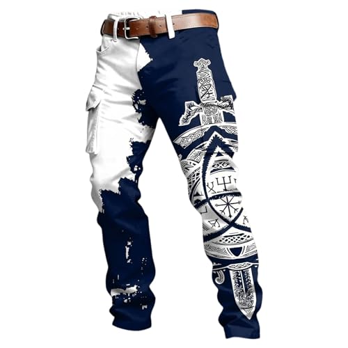 Dasongff - Pantalón de trabajo para hombre, estilo vegvisir, vikingo, brújula, símbolo de protección, runas celtas, pantalones de carga, cintura elástica, pantalones de senderismo al aire libre