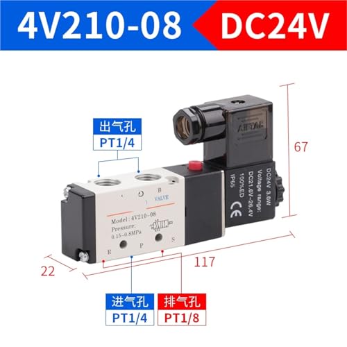 Électrovanne série 4V 4V230C06B DC24V composant d'automatisation d'air - 3