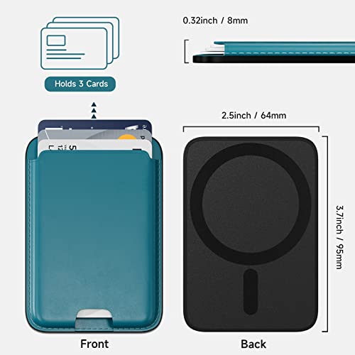 Edc Leather Wallet For Apple Magsafe, Magsafe Wallet Compatible With Iphone 14 Series, Iphone 13 Series, Iphone 12 Series, Detachable Rfid Card Holder For 3 Credit Cards, Blue #TOP5