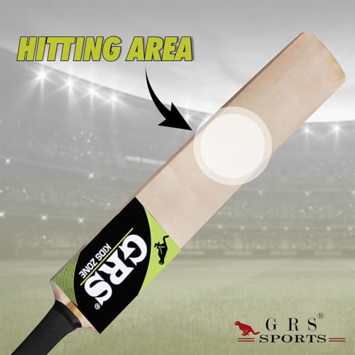 Image of GRS Kids Zone Wooden Popular Willow Bat with 1 Tennis Ball(Size 2 for Age Group 4-7 Years)