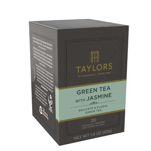 Image of Taylors of Harrogate Green Tea with Jasmine, Individually Wrapped Bags, 20 Count (Pack of 6), Delicate, Floral and Sweet, Caffeinated, Enjoy Hot or Iced, 120 Teabags Total