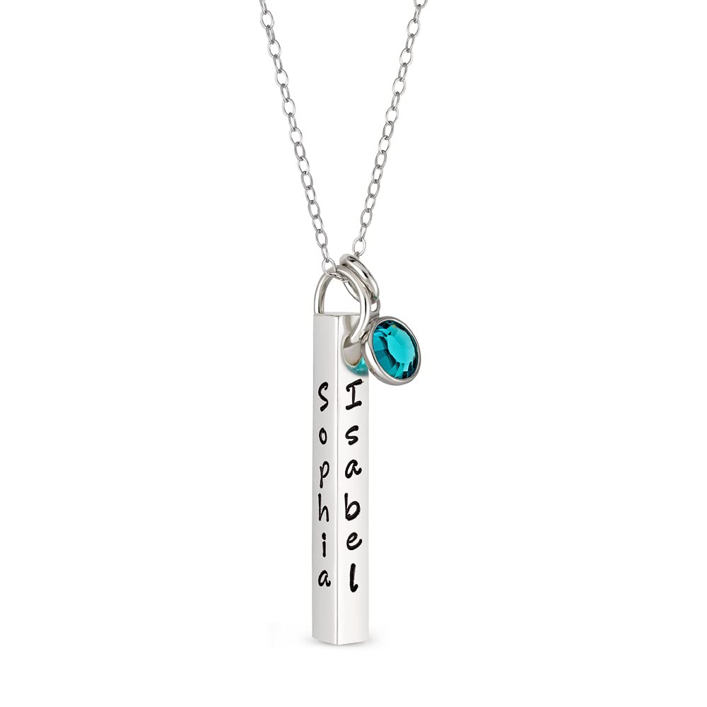 Solid Sterling Silver BAR Four-Sided Personalized Hand Stamped Necklace - .925 Genuine Sterling Silver Necklace by Hannah Design