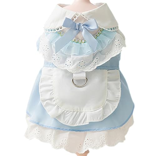 JPETTOペット服 かわいい 犬服 ワンピース 春夏 猫服 犬の洋服 スカート レース ドレス 蝶?び 日焼き防ぐ 通気性 お姫様 祝い 記念撮影 小型犬 中型犬 お散歩25-MJ0493ブルーXS