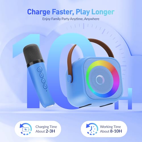 Image of Mini Karaoke Machine for Kids Adults: Portable Bluetooth Karaoke Speaker with 2 Wireless Microphones, Karaoke Gifts for Girls Boys Ages 4-12+ Years Old Christmas Birthday Home Party(Navy Blue)