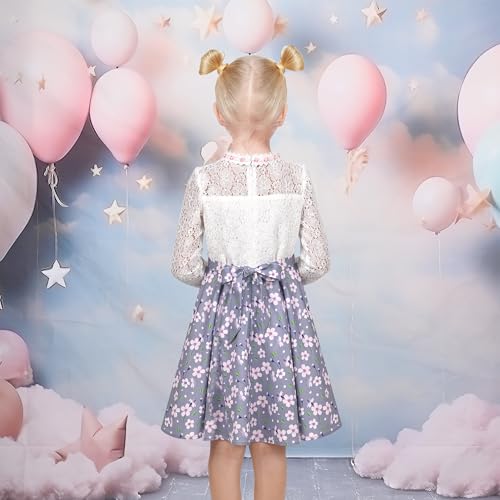 Sunny Fashion Girls Dress Green Floral Lace St Patrick Clover Party Long Sleeve4