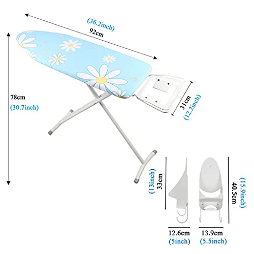 FZYE Wall-mounted Ironing Board Stylish Folding Ironing Board with Iron Rack Foldable 5-level Height Adjustment Colorful Cloth Cover Double Cotton Pad Essential for Home - Image 7