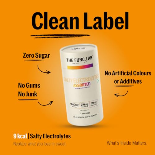 Image of The Func. Lab Daily Electrolytes - Assorted | 15 Sachets | Instant Hydration Powder with Sodium, Potassium, Magnesium | Sugar-Free, No Preservatives | Instant Energy, Performance & Recovery Drink
