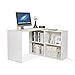 Mondeer - Bureau d'angle - avec Rangement, 4 Étagères, Angulaire Réversible, Bois, 106(L) x 106(P) x 74.5(H) cm (Blanc)