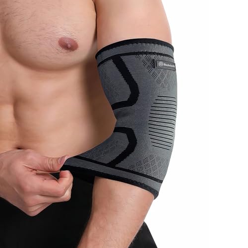 BODVITALS Elbow Compression Sleeve | Elbow Brace for Tendonitis and Tennis Elbow for Women | Arm Supports Golfer Elbow Support | Elbow Pain Relief for Women & Men | Tennis Elbow Brace (Black, S)