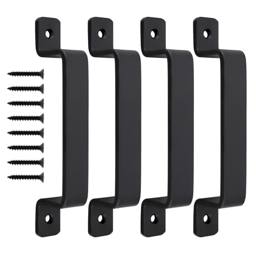 4 Pack Sliding Barn Door Handle 7.3 in Wooden Fence Black Gate Pull Handles