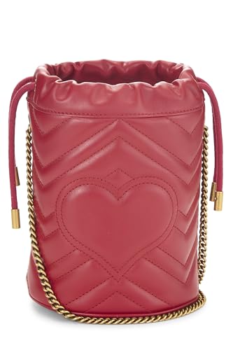 Pre-Loved Red Leather GG Marmont Chain Bucket Bag Mini, Red4